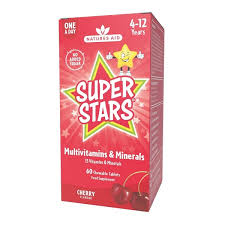 Хүүхдийн мульти витамин Super Stars №60 зажилдаг шахмал Цахиур төмөр